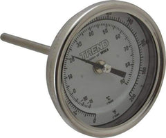 Wika - 4 Inch Long Stem, 3 Inch Dial Diameter, Stainless Steel, Back Connected Bi-Metal Thermometer - -15 to 90°C, 1% Accuracy - Apex Tool & Supply