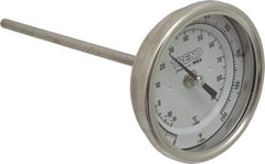 Wika - 6 Inch Long Stem, 3 Inch Dial Diameter, Stainless Steel, Back Connected Bi-Metal Thermometer - -15 to 90°C, 1% Accuracy - Apex Tool & Supply