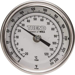 Wika - 6 Inch Long Stem, 3 Inch Dial Diameter, Stainless Steel, Back Connected Bi-Metal Thermometer - -20 to 120°C, 1% Accuracy - Apex Tool & Supply