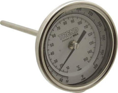 Wika - 6 Inch Long Stem, 3 Inch Dial Diameter, Stainless Steel, Back Connected Bi-Metal Thermometer - 10 to 150°C, 1% Accuracy - Apex Tool & Supply