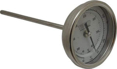 Wika - 6 Inch Long Stem, 3 Inch Dial Diameter, Stainless Steel, Back Connected Bi-Metal Thermometer - 65 to 400°C, 1% Accuracy - Apex Tool & Supply
