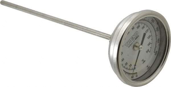 Wika - 9 Inch Long Stem, 3 Inch Dial Diameter, Stainless Steel, Back Connected Bi-Metal Thermometer - 10 to 150°C, 1% Accuracy - Apex Tool & Supply