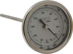 Wika - 9 Inch Long Stem, 3 Inch Dial Diameter, Stainless Steel, Back Connected Bi-Metal Thermometer - 100 to 540°C, 1% Accuracy - Apex Tool & Supply