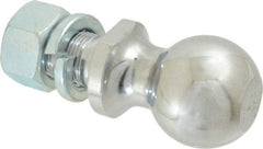 Reese - 2" Diam, 2" Shank Length, Hitch Ball - 1" Shank Diam, 6,000 Lb Capacity, Chrome Finish - Apex Tool & Supply