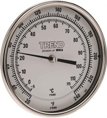 Wika - 2-1/2 Inch Long Stem, 5 Inch Dial Diameter, Stainless Steel, Back Connected Bi-Metal Thermometer - -5 to 115°C, 1% Accuracy - Apex Tool & Supply