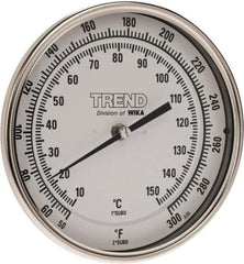 Wika - 2-1/2 Inch Long Stem, 5 Inch Dial Diameter, Stainless Steel, Back Connected Bi-Metal Thermometer - 10 to 150°C, 1% Accuracy - Apex Tool & Supply