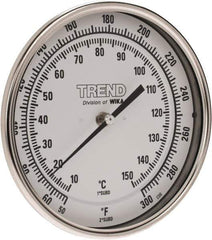 Wika - 6 Inch Long Stem, 5 Inch Dial Diameter, Stainless Steel, Back Connected Bi-Metal Thermometer - 10 to 150°C, 1% Accuracy - Apex Tool & Supply