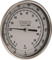 Wika - 9 Inch Long Stem, 5 Inch Dial Diameter, Stainless Steel, Back Connected Bi-Metal Thermometer - -5 to 115°C, 1% Accuracy - Apex Tool & Supply