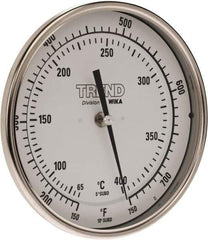 Wika - 9 Inch Long Stem, 5 Inch Dial Diameter, Stainless Steel, Back Connected Bi-Metal Thermometer - 65 to 400°C, 1% Accuracy - Apex Tool & Supply