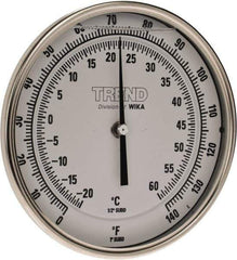Wika - 4 Inch Long Stem, 5 Inch Dial Diameter, Stainless Steel, Back Connected Bi-Metal Thermometer - -20 to 60°C, 1% Accuracy - Apex Tool & Supply