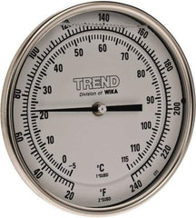 Wika - 4 Inch Long Stem, 5 Inch Dial Diameter, Stainless Steel, Back Connected Bi-Metal Thermometer - -5 to 115°C, 1% Accuracy - Apex Tool & Supply