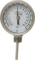 Wika - 2-1/2 Inch Long Stem, 3 Inch Dial Diameter, Stainless Steel, Bottom Connected Bi-Metal Thermometer - -20 to 60°C, 1% Accuracy - Apex Tool & Supply