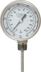 Wika - 2-1/2 Inch Long Stem, 3 Inch Dial Diameter, Stainless Steel, Bottom Connected Bi-Metal Thermometer - 10 to 260°C, 1% Accuracy - Apex Tool & Supply