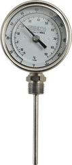 Wika - 4 Inch Long Stem, 3 Inch Dial Diameter, Stainless Steel, Bottom Connected Bi-Metal Thermometer - -15 to 90°C, 1% Accuracy - Apex Tool & Supply
