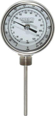 Wika - 4 Inch Long Stem, 3 Inch Dial Diameter, Stainless Steel, Bottom Connected Bi-Metal Thermometer - -20 to 120°C, 1% Accuracy - Apex Tool & Supply