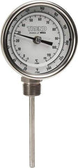 Wika - 4 Inch Long Stem, 3 Inch Dial Diameter, Stainless Steel, Bottom Connected Bi-Metal Thermometer - -5 to 115°C, 1% Accuracy - Apex Tool & Supply