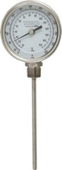 Wika - 6 Inch Long Stem, 3 Inch Dial Diameter, Stainless Steel, Bottom Connected Bi-Metal Thermometer - 10 to 150°C, 1% Accuracy - Apex Tool & Supply