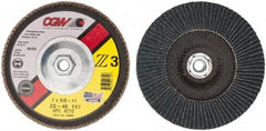 Camel Grinding Wheels - 40 Grit, 7" Disc Diam, 5/8-11 Center Hole, Type 27 Zirconia Alumina Flap Disc - 8,600 Max RPM, Poly Cotton Backing, Arbor Attaching System, Coated - Apex Tool & Supply