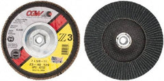 Camel Grinding Wheels - 40 Grit, 7" Disc Diam, 5/8-11 Center Hole, Type 29 Zirconia Alumina Flap Disc - 8,600 Max RPM, Poly Cotton Backing, Arbor Attaching System, Coated - Apex Tool & Supply