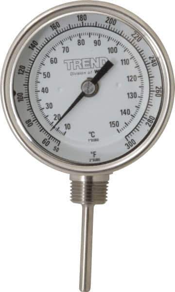 Wika - 2-1/2 Inch Long Stem, 3 Inch Dial Diameter, Stainless Steel, Adjustable Angle Bi-Metal Thermometer - 10 to 150°C, 1% Accuracy - Apex Tool & Supply