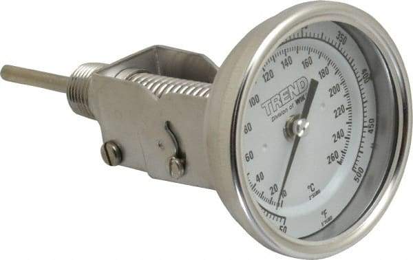 Wika - 2-1/2 Inch Long Stem, 3 Inch Dial Diameter, Stainless Steel, Adjustable Angle Bi-Metal Thermometer - 10 to 260°C, 1% Accuracy - Apex Tool & Supply