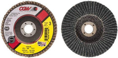 Camel Grinding Wheels - 36 Grit, 4" Disc Diam, 5/8" Center Hole, Type 27 Zirconia Alumina Flap Disc - 15,300 Max RPM, Poly Cotton Backing, Arbor Attaching System, Coated - Apex Tool & Supply