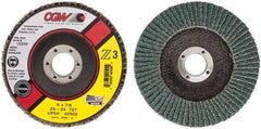 Camel Grinding Wheels - 24 Grit, 5" Disc Diam, 7/8" Center Hole, Type 27 Zirconia Alumina Flap Disc - 12,200 Max RPM, Poly Cotton Backing, Arbor Attaching System, Coated - Apex Tool & Supply
