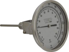 Wika - 4 Inch Long Stem, 5 Inch Dial Diameter, Stainless Steel, Adjustable Angle Bi-Metal Thermometer - -5 to 115°C, 1% Accuracy - Apex Tool & Supply