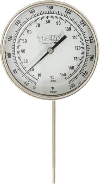 Wika - 6 Inch Long Stem, 5 Inch Dial Diameter, Stainless Steel, Adjustable Angle Bi-Metal Thermometer - 10 to 150°C, 1% Accuracy - Apex Tool & Supply