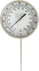 Wika - 6 Inch Long Stem, 5 Inch Dial Diameter, Stainless Steel, Adjustable Angle Bi-Metal Thermometer - 10 to 150°C, 1% Accuracy - Apex Tool & Supply