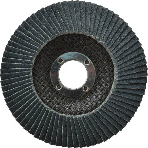 Camel Grinding Wheels - 80 Grit, 4-1/2" Disc Diam, 7/8" Center Hole, Type 29 Zirconia Alumina Flap Disc - 13,300 Max RPM, Poly Cotton Backing, Arbor Attaching System, Coated - Apex Tool & Supply