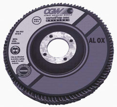 Camel Grinding Wheels - 40 Grit, 4" Disc Diam, 7/8" Center Hole, Type 27 Aluminum Oxide Flap Disc - 15,300 Max RPM, Polyester Backing, Arbor Attaching System, Coated - Apex Tool & Supply