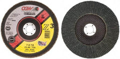 Camel Grinding Wheels - 40 Grit, 7" Disc Diam, 7/8" Center Hole, Type 29 Zirconia Alumina Flap Disc - 8,600 Max RPM, Poly Cotton Backing, Arbor Attaching System, Coated - Apex Tool & Supply