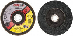Camel Grinding Wheels - 60 Grit, 7" Disc Diam, 7/8" Center Hole, Type 29 Zirconia Alumina Flap Disc - 8,600 Max RPM, Poly Cotton Backing, Arbor Attaching System, Coated - Apex Tool & Supply
