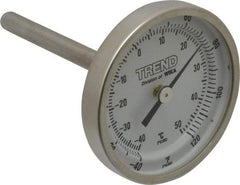 Wika - 2-1/2 Inch Long Stem, 2 Inch Dial Diameter, Stainless Steel, Back Connected Bi-Metal Thermometer - -40 to 50°C, 1% Accuracy - Apex Tool & Supply