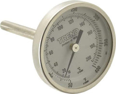 Wika - 2-1/2 Inch Long Stem, 2 Inch Dial Diameter, Stainless Steel, Back Connected Bi-Metal Thermometer - 10 to 200°C, 1% Accuracy - Apex Tool & Supply