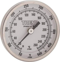 Wika - 2-1/2 Inch Long Stem, 2 Inch Dial Diameter, Stainless Steel, Back Connected Bi-Metal Thermometer - 10 to 260°C, 1% Accuracy - Apex Tool & Supply