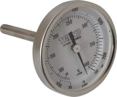 Wika - 2-1/2 Inch Long Stem, 2 Inch Dial Diameter, Stainless Steel, Back Connected Bi-Metal Thermometer - 65 to 400°C, 1% Accuracy - Apex Tool & Supply