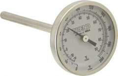 Wika - 4 Inch Long Stem, 2 Inch Dial Diameter, Stainless Steel, Back Connected Bi-Metal Thermometer - -15 to 90°C, 1% Accuracy - Apex Tool & Supply