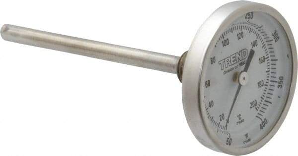 Wika - 4 Inch Long Stem, 2 Inch Dial Diameter, Stainless Steel, Back Connected Bi-Metal Thermometer - 10 to 200°C, 1% Accuracy - Apex Tool & Supply