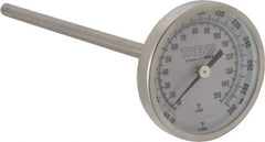 Wika - 6 Inch Long Stem, 2 Inch Dial Diameter, Stainless Steel, Back Connected Bi-Metal Thermometer - 10 to 150°C, 1% Accuracy - Apex Tool & Supply
