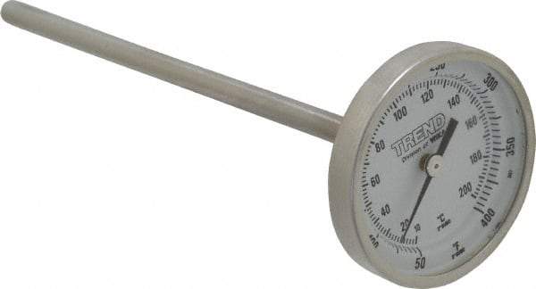 Wika - 6 Inch Long Stem, 2 Inch Dial Diameter, Stainless Steel, Back Connected Bi-Metal Thermometer - 10 to 200°C, 1% Accuracy - Apex Tool & Supply