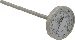 Wika - 6 Inch Long Stem, 2 Inch Dial Diameter, Stainless Steel, Back Connected Bi-Metal Thermometer - 10 to 200°C, 1% Accuracy - Apex Tool & Supply