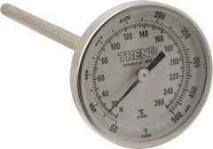Wika - 6 Inch Long Stem, 2 Inch Dial Diameter, Stainless Steel, Back Connected Bi-Metal Thermometer - 10 to 260°C, 1% Accuracy - Apex Tool & Supply