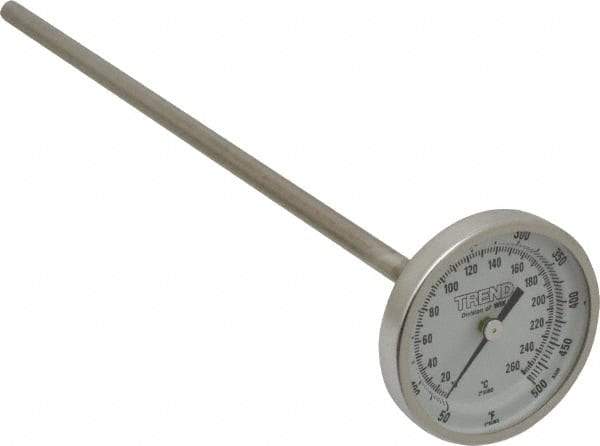 Wika - 9 Inch Long Stem, 2 Inch Dial Diameter, Stainless Steel, Back Connected Bi-Metal Thermometer - 10 to 260°C, 1% Accuracy - Apex Tool & Supply