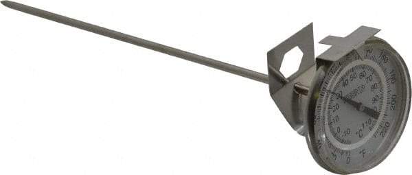 Wika - 8 Inch Long Stem, 2-1/16 Inch Dial Diameter, Stainless Steel, Beaker Clip Bi-Metal Laboratory Thermometer - -10 to 100°C, 1% Accuracy - Apex Tool & Supply