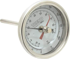 Wika - 4 Inch Long Stem, 3 Inch Dial Diameter, Stainless Steel, Back Connected Bi-Metal Thermometer - -15 to 90°C, 1% Accuracy - Apex Tool & Supply
