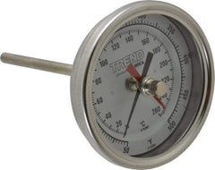 Wika - 4 Inch Long Stem, 3 Inch Dial Diameter, Stainless Steel, Back Connected Bi-Metal Thermometer - 10 to 260°C, 1% Accuracy - Apex Tool & Supply