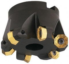 LMT - 4" Cut Diam, 1-1/2" Arbor Hole, 0.63" Max Depth of Cut, 45° Indexable Chamfer & Angle Face Mill - 7 Inserts, RCKX 1606 Insert, Right Hand Cut, 7 Flutes, Series FCT45 - Apex Tool & Supply