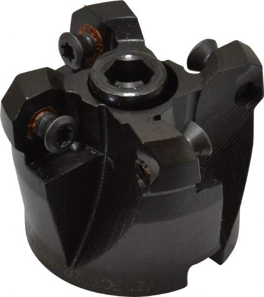 LMT - 2" Cut Diam, 3/4" Arbor Hole, 0.63" Max Depth of Cut, 45° Indexable Chamfer & Angle Face Mill - 4 Inserts, RCKX 1606 Insert, Right Hand Cut, 4 Flutes, Series FCT45 - Apex Tool & Supply